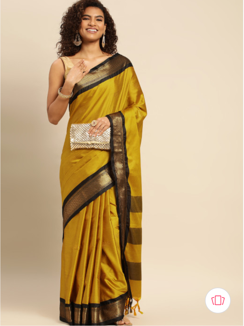 Mustard Solid Traditional Banarsi Zari Border Silk Saree