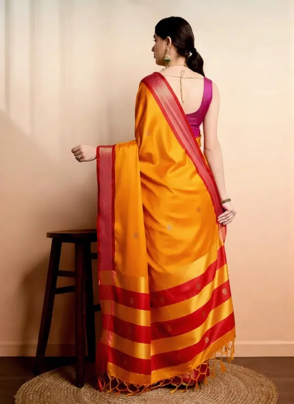 MANGO RED SOFT COTTON SILK BLOSSOM DREAM SAREE
