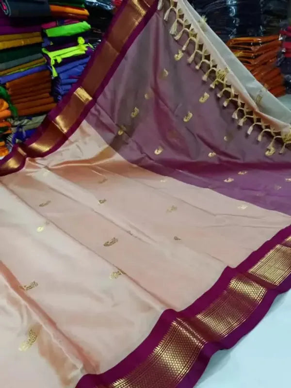 PAITHANI SOLID TUSAR BROWN SOFT COTTON SILK EARTH WHISPER SAREE FOR WOMEN