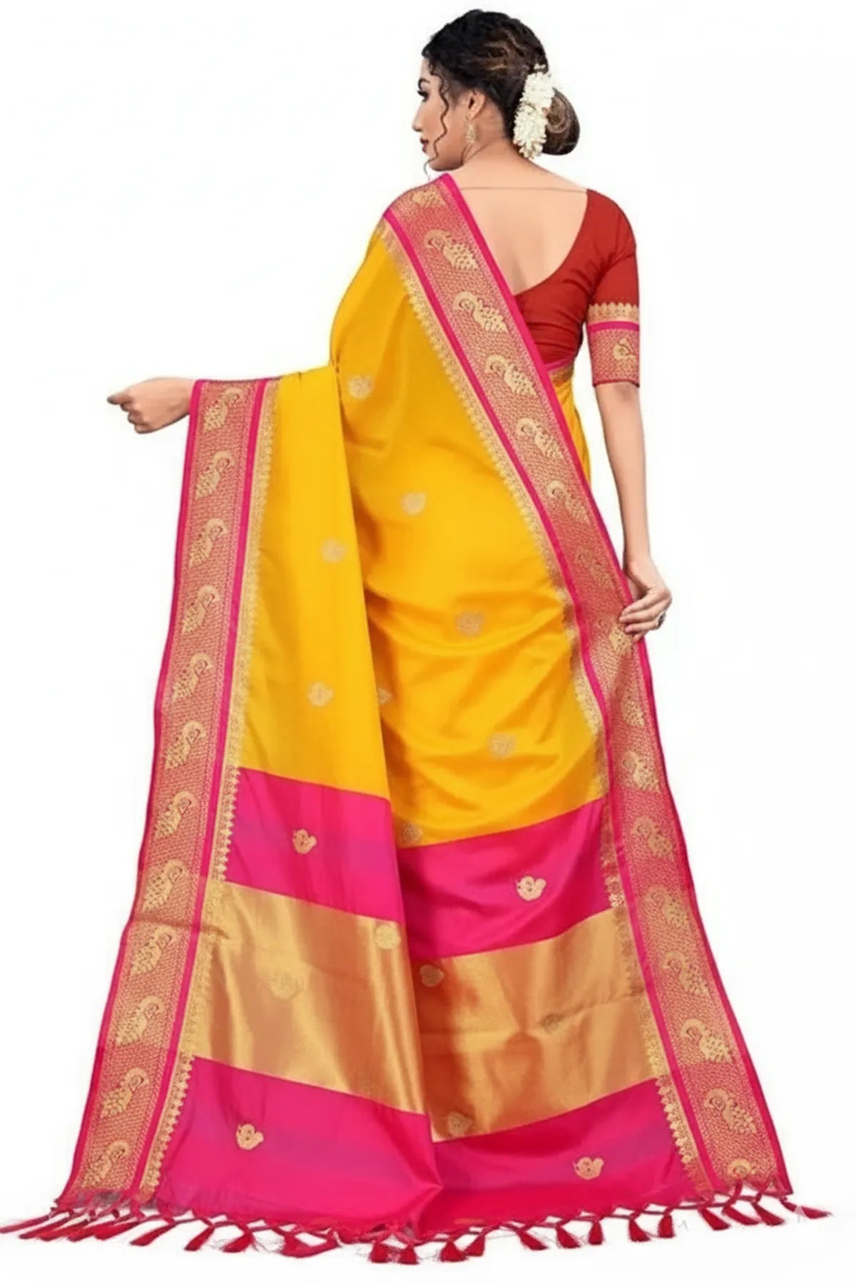 Mango Pink Soft Cotton Silk Petal Dream Saree For Women